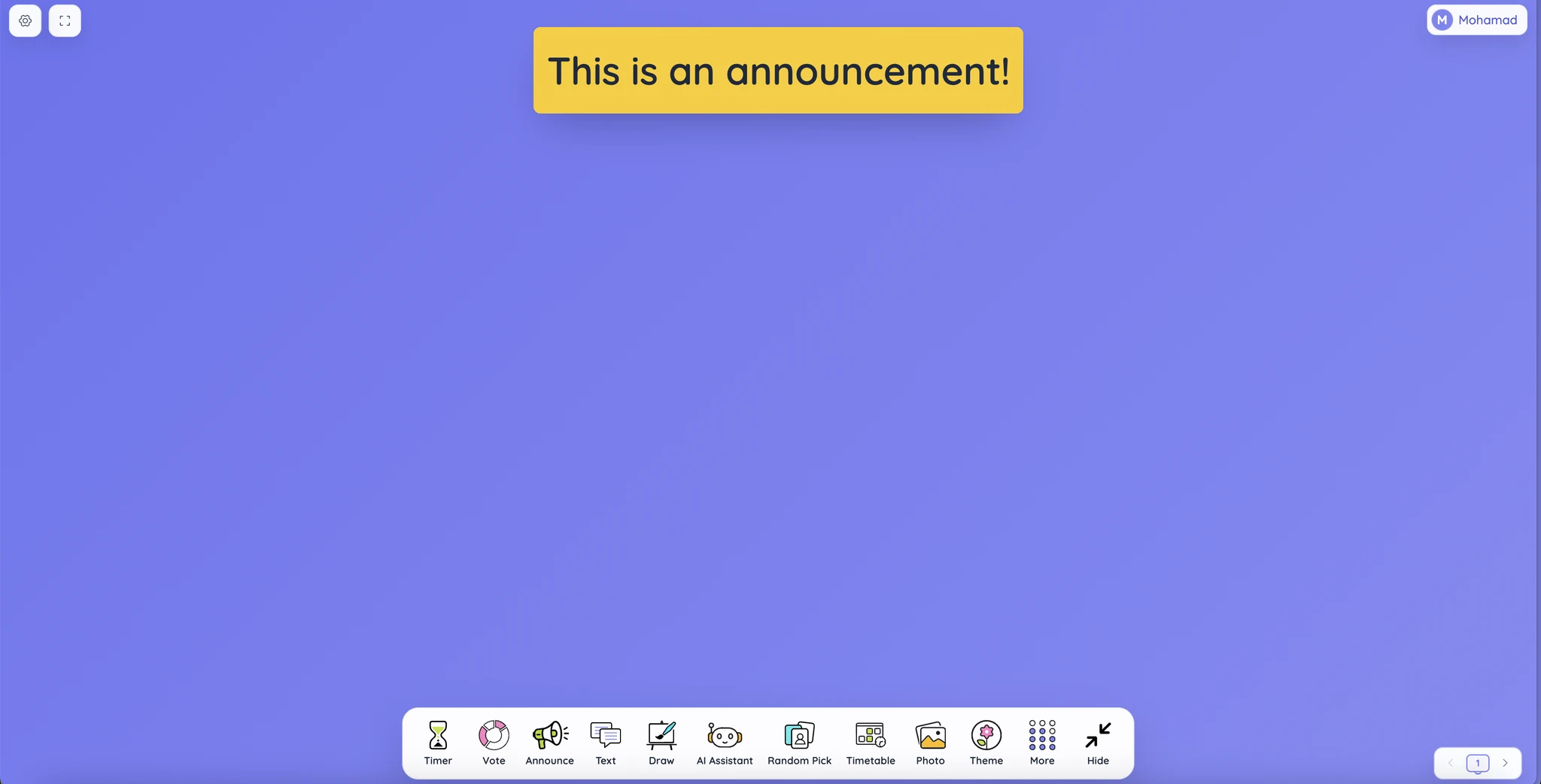 An announcement on the Sabura classroom board