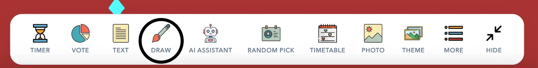 Draw button in the English Sabura toolbar